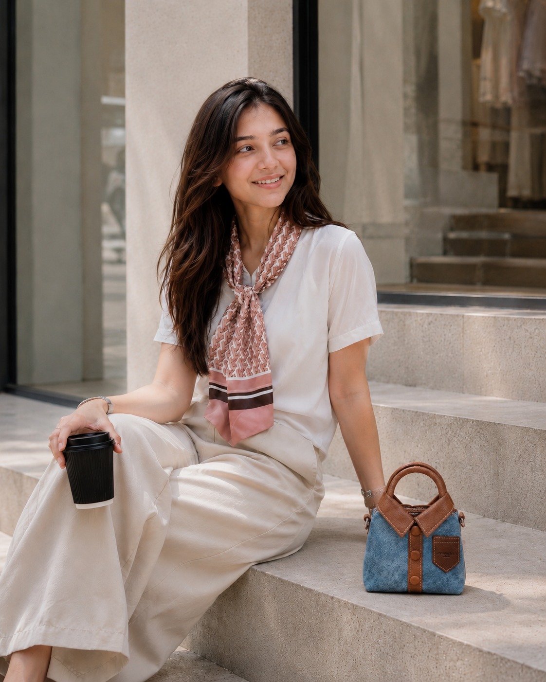 Shirt Style Mini Bag Blue