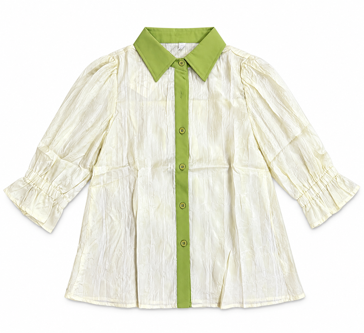 Ivory Textured Top with Lime Skirt