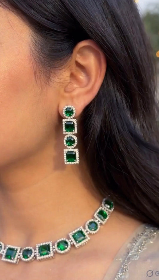 Emerald Green Necklace Set American Diamond AD