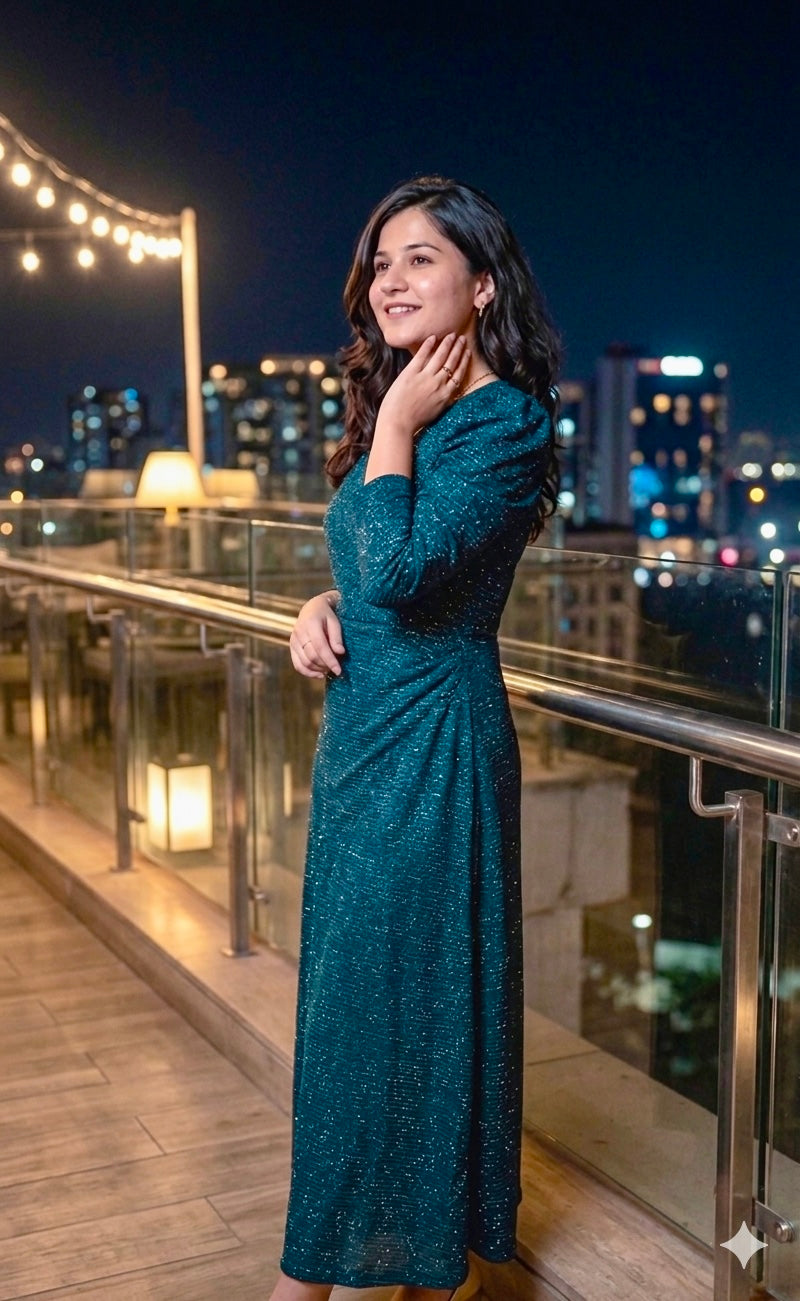 One Piece Evening Gown Greenish Blue