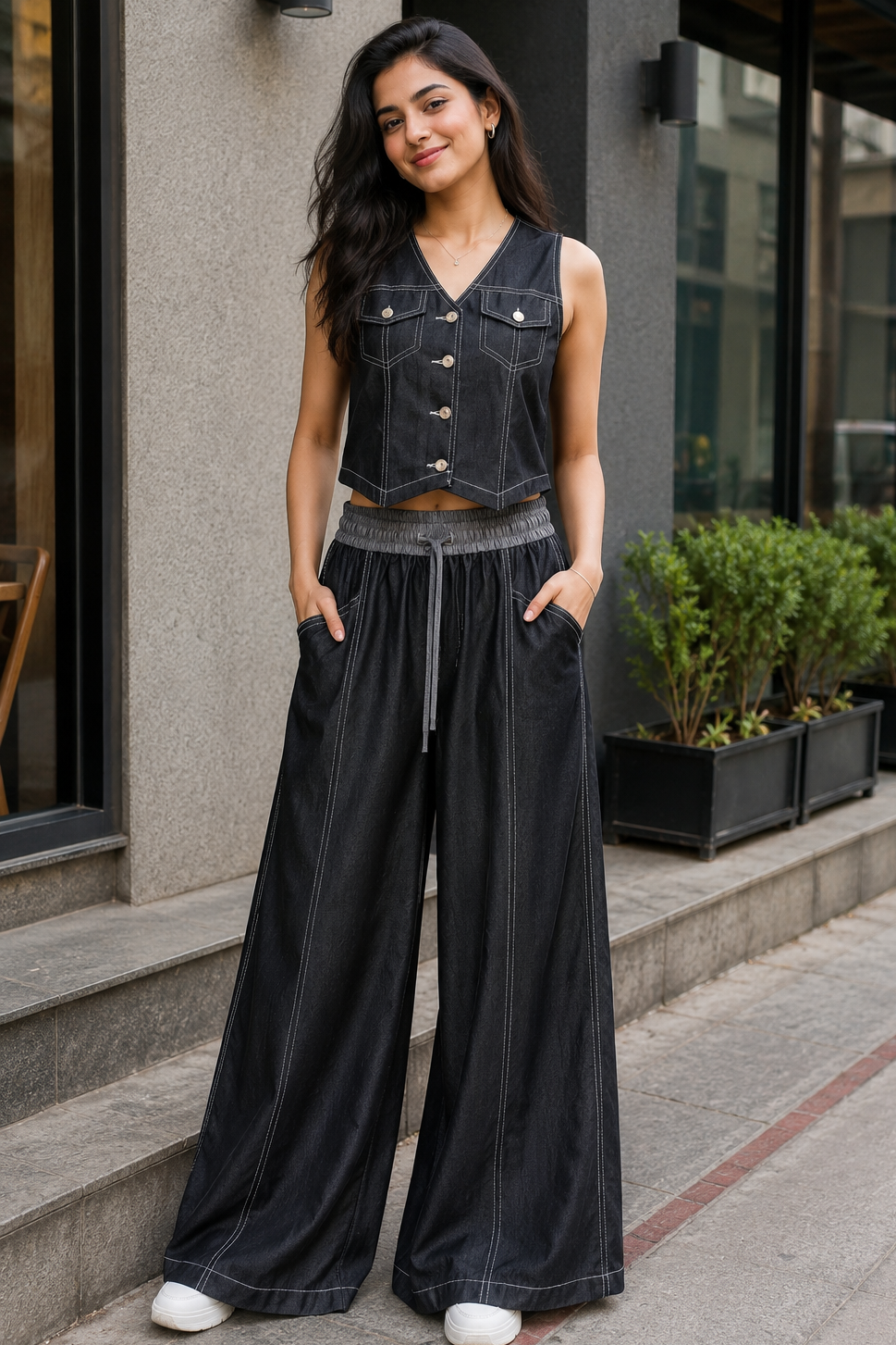 Denim Co-ord Set - Black